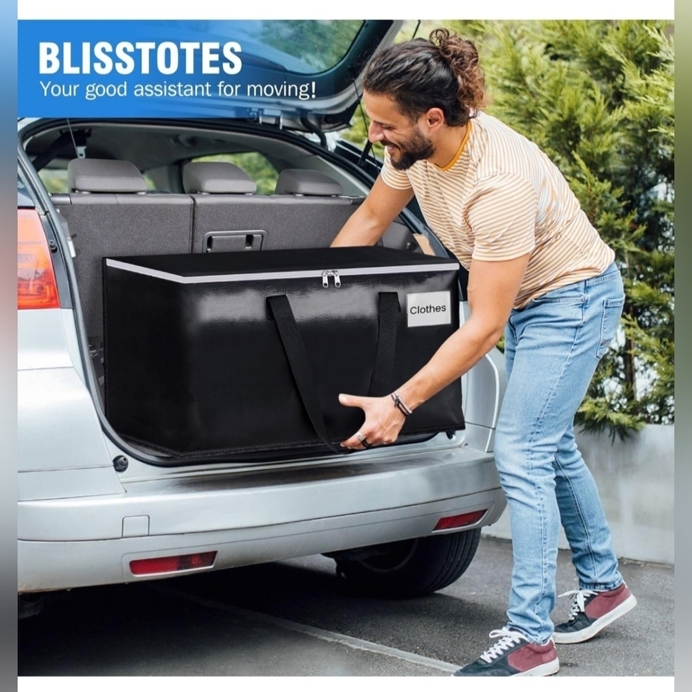 Collapsible Moving Bags- Heavy Duty, Waterproof w/Zippers & Handles 93L … - Picture 4 of 6